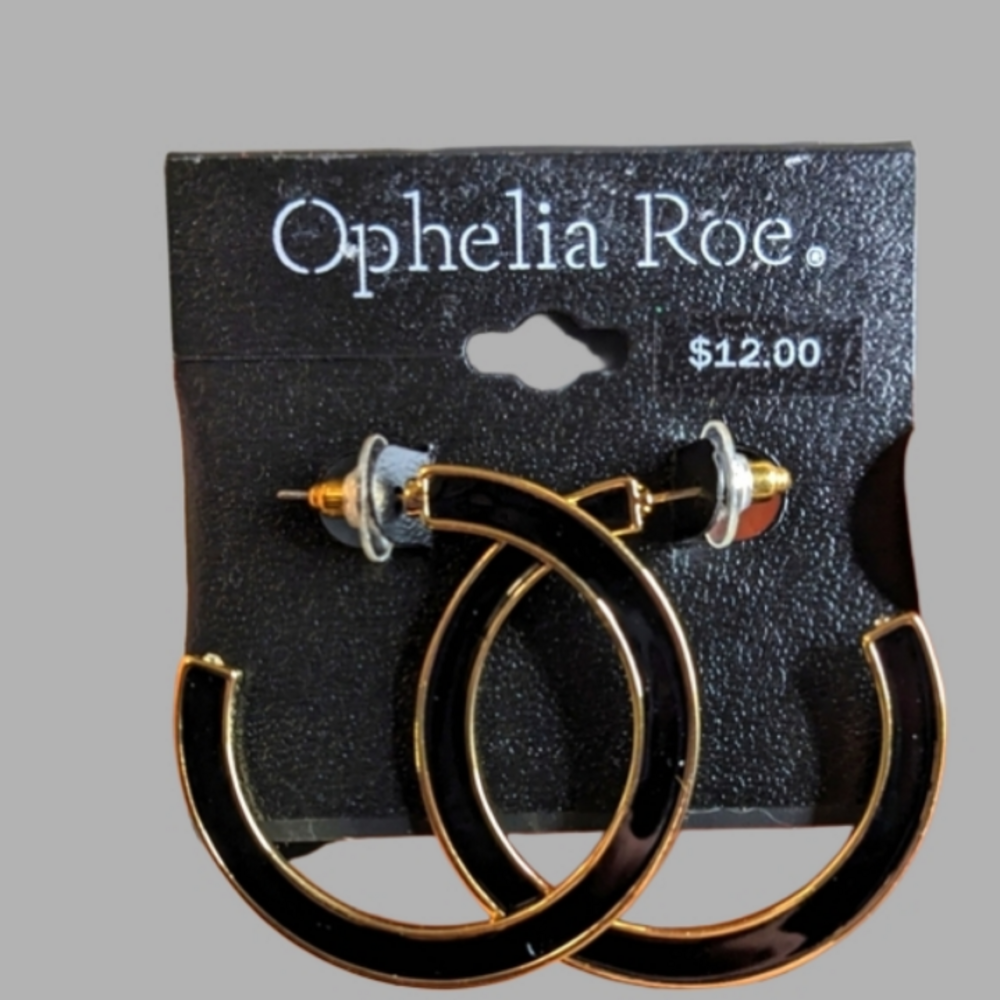 Ophelia Roe Gold Tone and Black Hoops‎